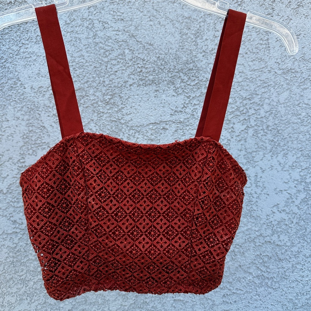 Red Sleeveless Bustier Crop Top